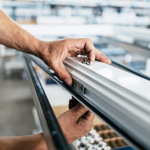 Manual,Worker,Assembling,Pvc,Doors,And,Windows.,Manufacturing,Jobs.,Selective